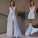 Ruffles Jersey V-neck A-Line/Princess Sleeveless Floor-Length Dresses
