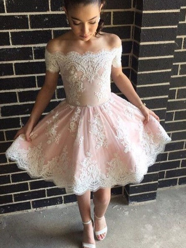 Sleeveless Off-the-Shoulder A-Line/Princess Lace Short/Mini Dresses