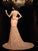Sleeveless Sheath/Column Straps Lace Long Satin Dresses