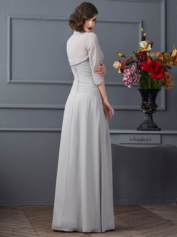 Long Chiffon of One-Shoulder Beading Mother Sleeveless A-Line/Princess the Bride Dresses