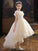 Sleeves A-Line/Princess Applique Off-the-Shoulder Short Tulle Asymmetrical Flower Girl Dresses