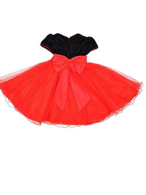 Scoop Organza Sleeves Short Long Bowknot A-line/Princess Flower Girl Dresses