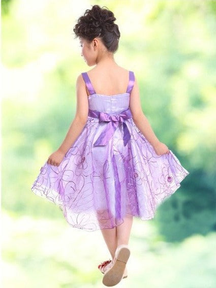 Flower Tulle Sleeveless A-line/Princess Short Hand-made Straps Flower Girl Dresses