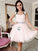 A-Line/Princess Flower Square Hand-Made Tulle Sleeveless Short/Mini Dresses