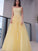 Spaghetti Applique Straps Sleeveless A-Line/Princess Tulle Floor-Length Dresses