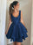 A-Line/Princess Straps Satin Sleeveless Layers Short/Mini Homecoming Dresses