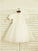 Neck Tulle Tea-Length Lace Short A-line/Princess Sleeves High Flower Girl Dresses