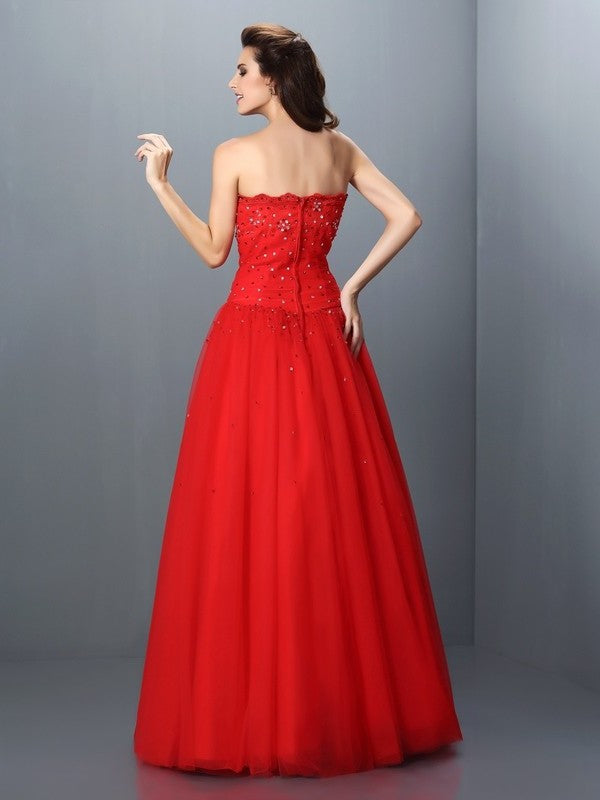 Beading Long Sleeveless Ball Strapless Gown Organza Quinceanera Dresses