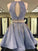 Satin Short/Mini Beading A-Line/Princess Bateau Sleeveless Two Piece Dresses