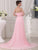 Sleeveless A-Line/Princess Strapless Beading Long Chiffon Dresses