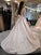 Sweep/Brush V-neck Satin Applique Long Sleeves A-Line/Princess Train Wedding Dresses