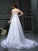 Lace V-neck Sleeveless Long A-Line/Princess Satin Wedding Dresses