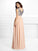 Paillette V-neck Sleeveless A-Line/Princess Long Chiffon Dresses