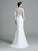 Lace Trumpet/Mermaid Long Sleeves Jewel Long Satin Wedding Dresses