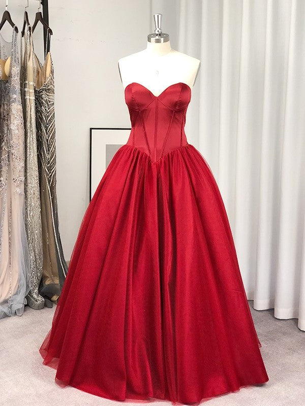 Tulle Gown Ball Sleeveless With Ruffles Sweetheart Floor-Length Dresses