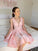 Sleeveless Satin Ruffles V-neck A-Line/Princess Short/Mini Homecoming Dresses