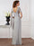 Sleeves Sheath/Column Lace Short V-neck Long Chiffon Dresses