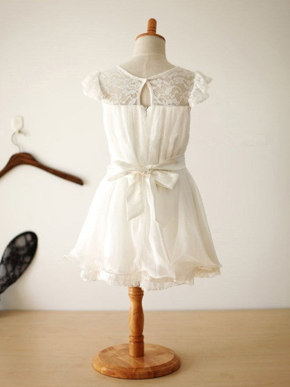 Scoop A-line/Princess Sleeveless Flower Hand-Made Long Chiffon Dresses