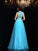 Sleeveless High Neck Applique A-Line/Princess Long Satin Dresses