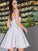 Sleeveless Satin A-Line/Princess Applique V-Neck Short/Mini Homecoming Dresses