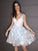 Applique Lace Sleeveless A-Line/Princess V-neck Short/Mini Homecoming Dresses