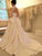 Lace Chapel Ball Sleeves Long Neck Gown Satin High Train Wedding Dresses