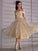 Off-the-Shoulder A-Line/Princess Ruched Sleeveless Tea-Length Homecoming Dresses