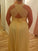 Ruched Halter A-Line/Princess Sleeveless Floor-Length Chiffon Plus Size Dresses