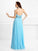 Sleeveless A-Line/Princess Rhinestone Halter Long Chiffon Dresses