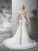 Sheath/Column Sheer Sash/Ribbon/Belt Neck Sleeveless Long Lace Wedding Dresses