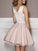 Satin V-neck Sleeveless Applique A-Line/Princess Short/Mini Homecoming Dress