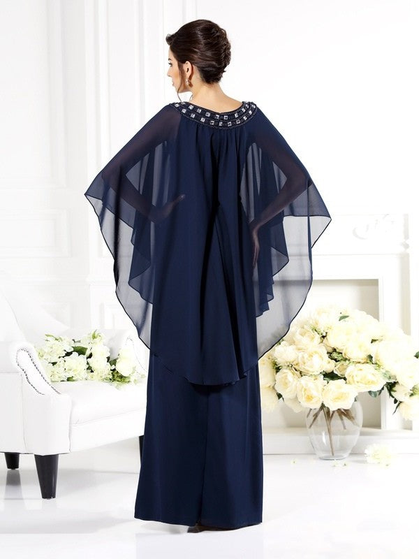 Chiffon 3/4 of Sleeves Mother A-Line/Princess Long Scoop the Bride Dresses