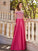 Sleeveless Beading Floor-Length Satin Off-the-Shoulder A-Line/Princess Two Piece Dresses