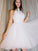 Sleeveless Halter A-Line/Princess Beading Tulle Short/Mini Homecoming Dresses