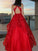 Sleeveless Tulle A-Line/Princess Straps Floor-Length Applique Dresses