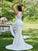 Sleeveless Stretch Crepe Sheath/Column V-neck Sweep/Brush Ruffles Train Wedding Dresses