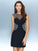 Jewel Sleeves Sheath/Column Short Net Crystal Short/Mini Dresses