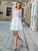 Jewel A-Line/Princess Pearls Sleeveless Short/Mini Lace Dresses