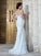 Sleeveless Trumpet/Mermaid Long Applique V-neck Net Wedding Dresses