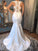 Sleeveless Train Applique Trumpet/Mermaid Court Scoop Satin Wedding Dresses