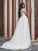 A-Line/Princess Short Applique Tulle Sweep/Brush Scoop Sleeves Train Wedding Dresses