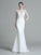 Lace Trumpet/Mermaid Long Sleeves Jewel Long Satin Wedding Dresses