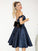 Off-the-Shoulder A-Line/Princess Sleeveless Ruffles Tea-Length Satin Two Piece Dresses