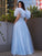 Ruffles A-Line/Princess Tulle Square Short Sleeves Floor-Length Dresses