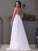 V-neck Chiffon A-Line/Princess Sweep/Brush Sleeveless Applique Train Wedding Dresses