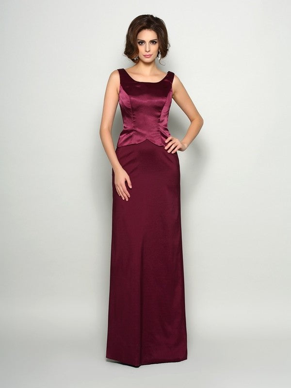 A-Line/Princess of Square Satin Woven Mother Sleeveless Elastic Long the Bride Dresses