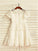 Short Tea-Length Chiffon A-line/Princess Sleeves Scoop Lace Flower Girl Dresses