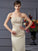 Satin Mother of Sleeveless Long Strapless Trumpet/Mermaid Applique the Bride Dresses