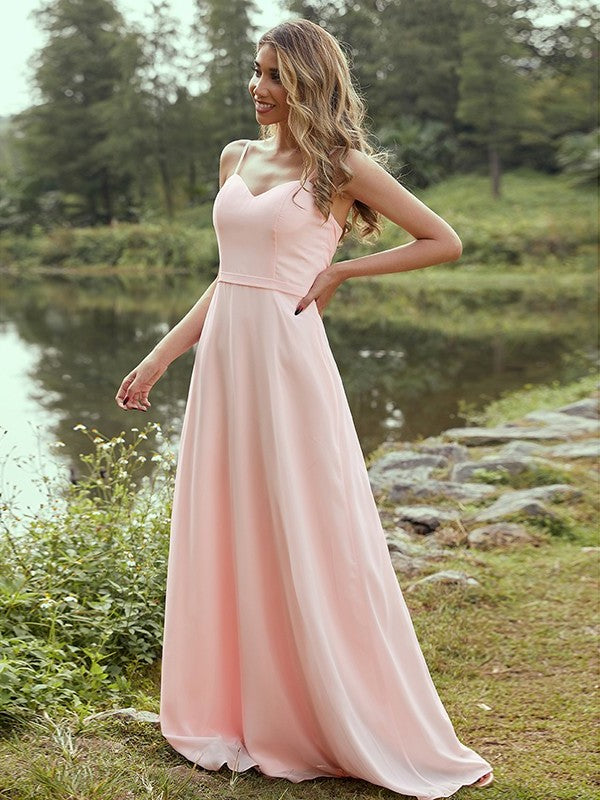 Sash/Ribbon/Belt A-Line/Princess Chiffon Sleeveless Sweetheart Floor-Length Bridesmaid Dresses
