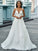 Beading Organza Sweep/Brush V-neck A-Line/Princess Sleeveless Train Wedding Dresses